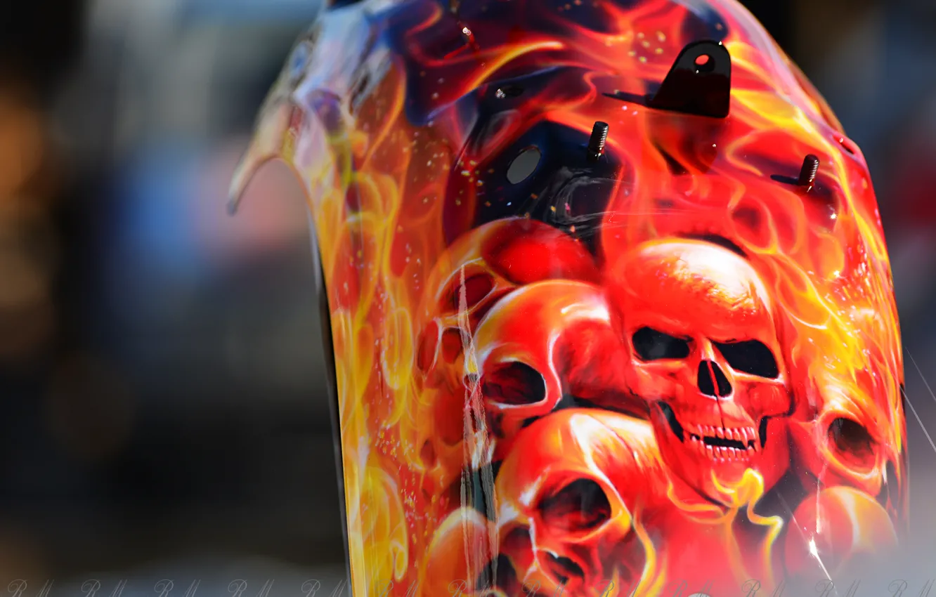 Photo wallpaper lights, flame, bright, figure, skull, airbrushing, skull on fire, airbrush Ekaterinburg