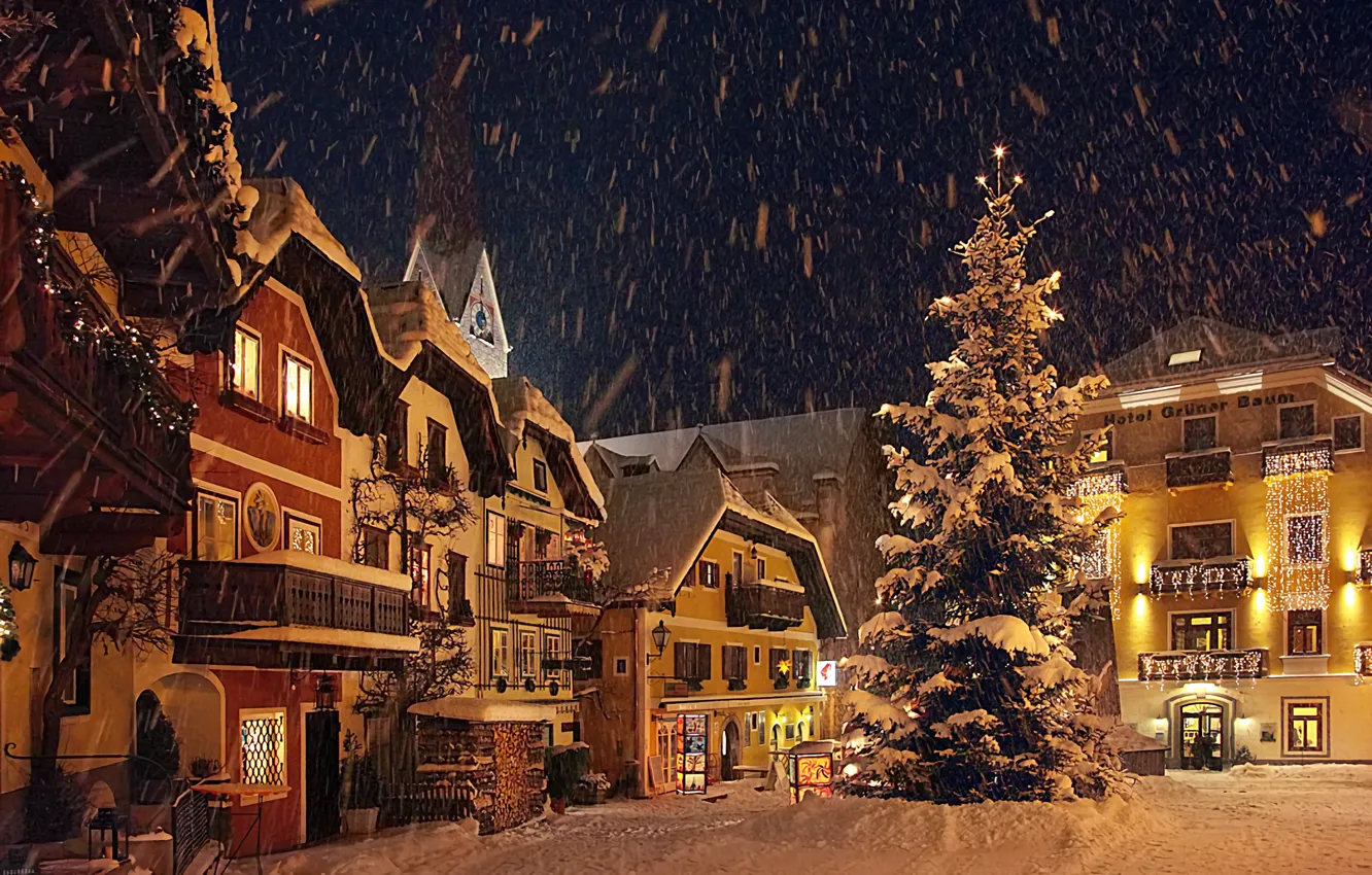 Photo wallpaper Home, Austria, Snow, Snow, Austria, Houses, Winter city, Winter city