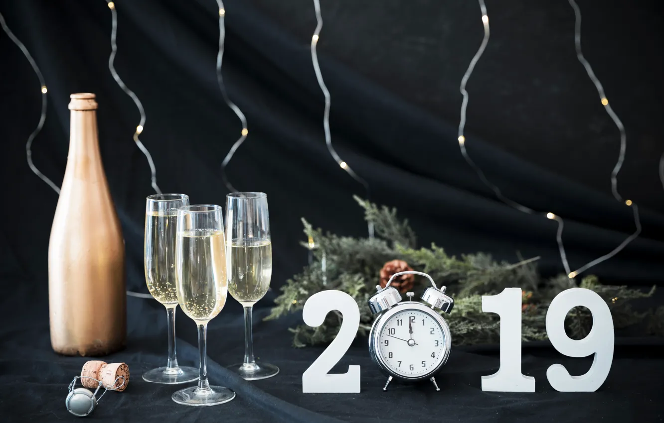 Photo wallpaper celebration, holiday, watch, decor, winter, glass, new year, New Year