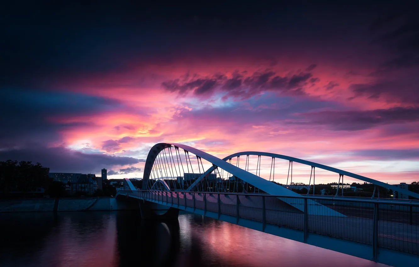 Photo wallpaper bridge, river, France, Lyon