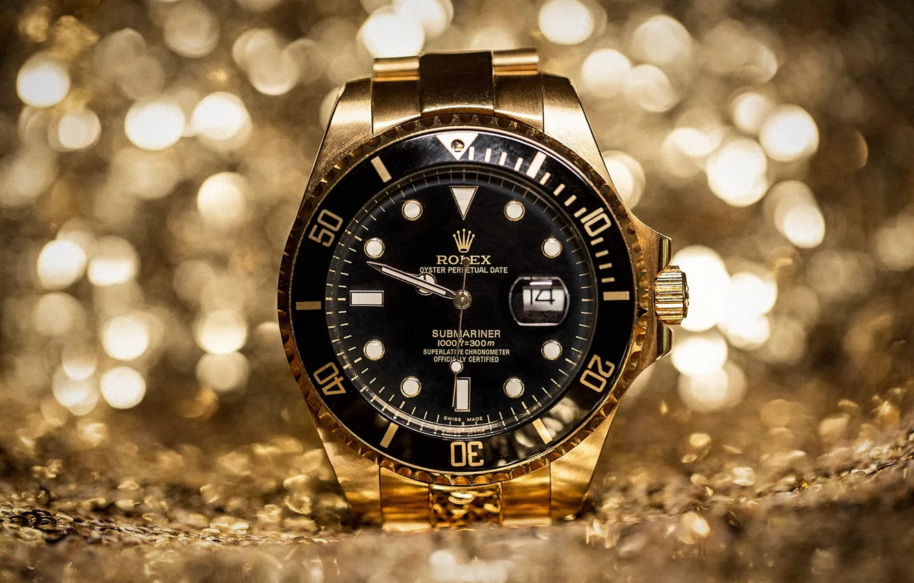 Photo wallpaper watch, golden hour, Rolex