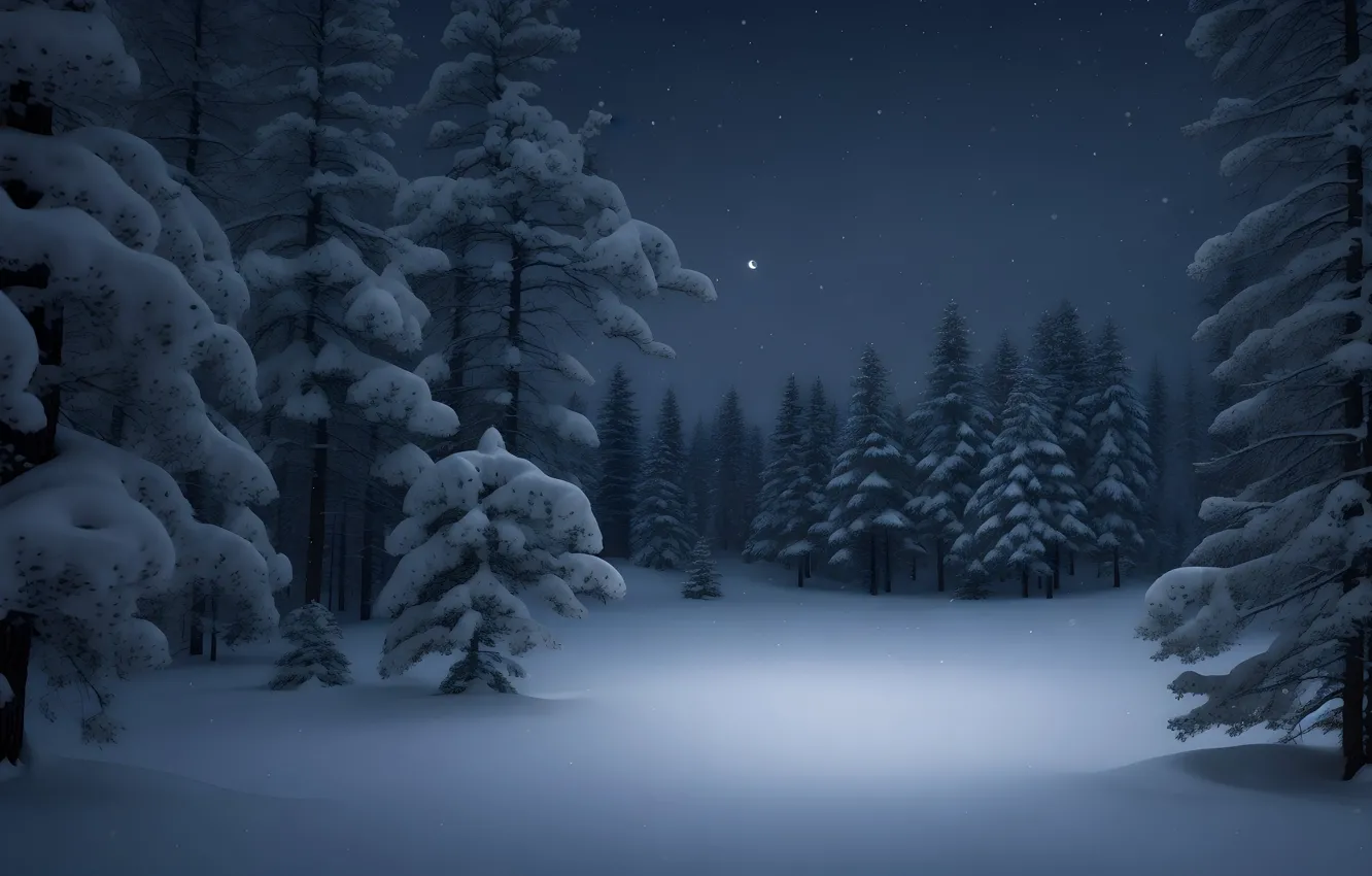 Photo wallpaper winter, frost, forest, snow, trees, nature, winter, tree