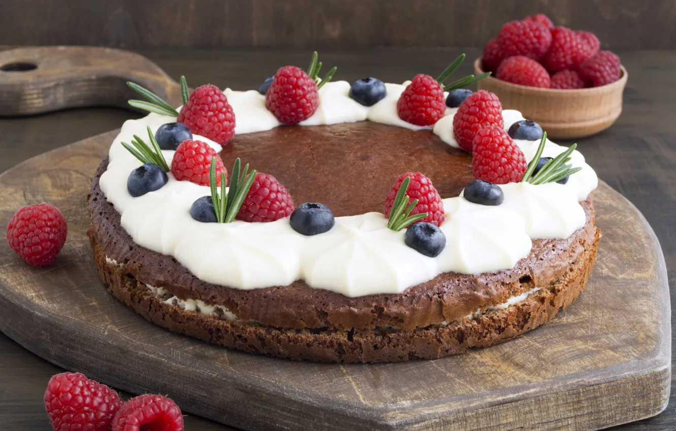 Photo wallpaper berries, raspberry, pie