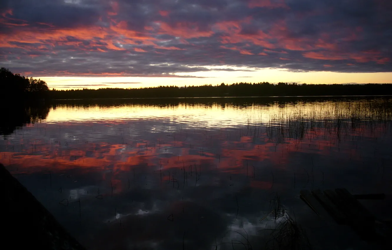 Photo wallpaper Nature, Sky, Sweden, Lake, Umea