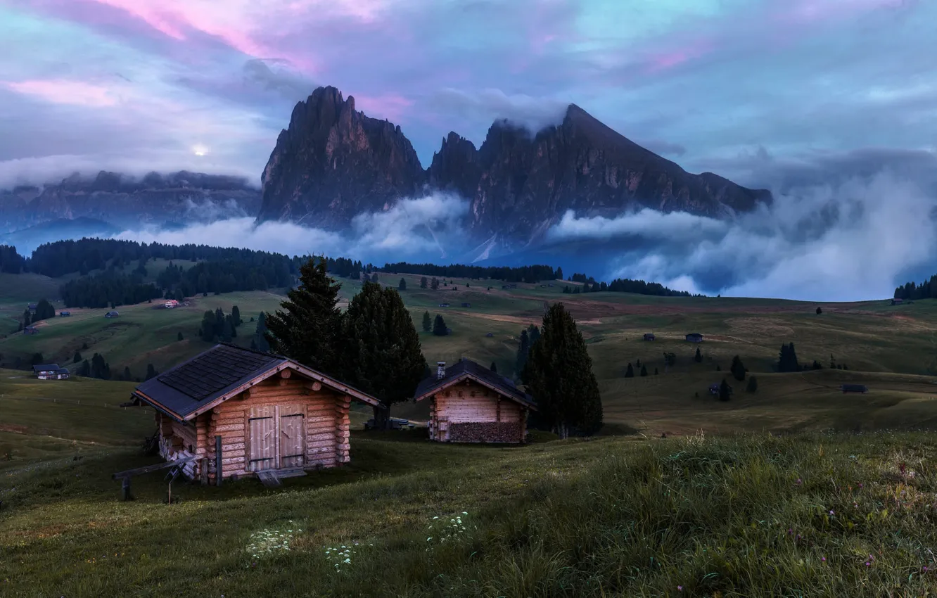 Photo wallpaper mountains, Alps, houses