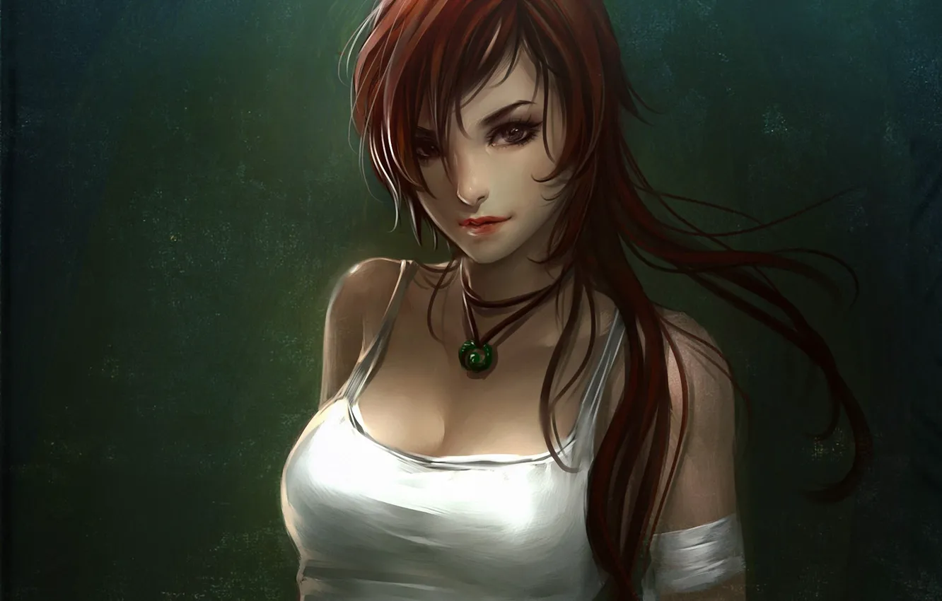 Photo wallpaper look, girl, hair, art, pendant, Tomb Raider, Lara Croft