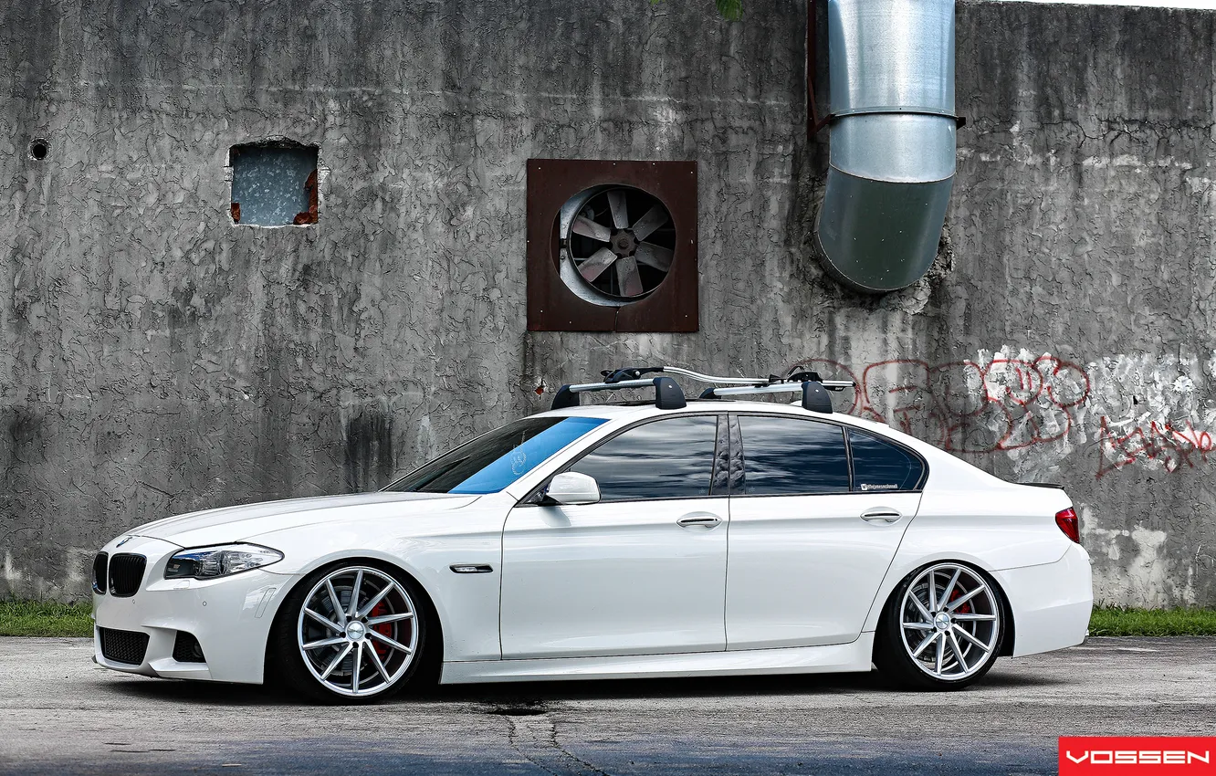 Photo wallpaper BMW, white, 5 series, f10, vossen, 535i