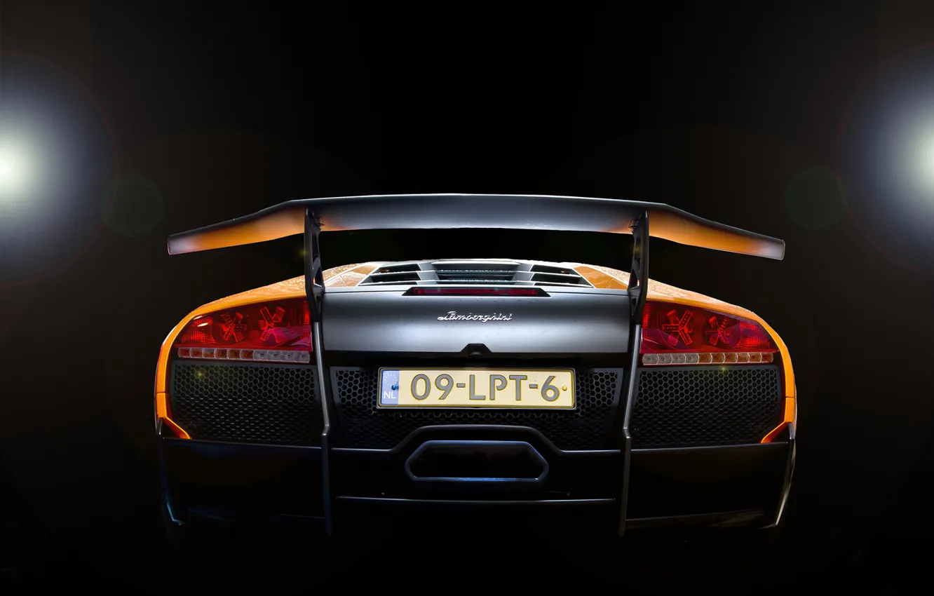 Photo wallpaper light, glare, orange, Lamborghini, Lamborghini, Murcielago, 670-4, rear