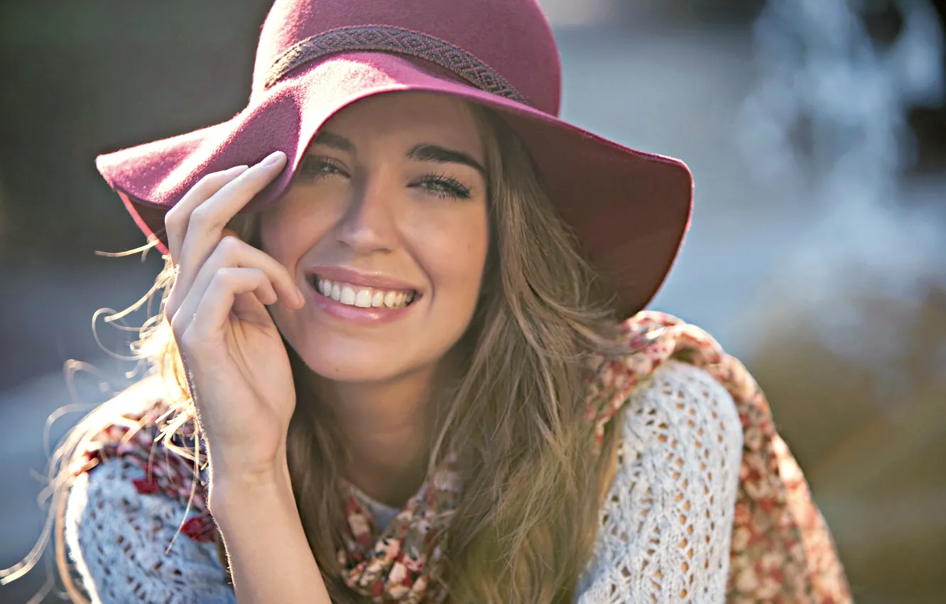 Photo wallpaper face, smile, model, laughter, hat, clara alonso