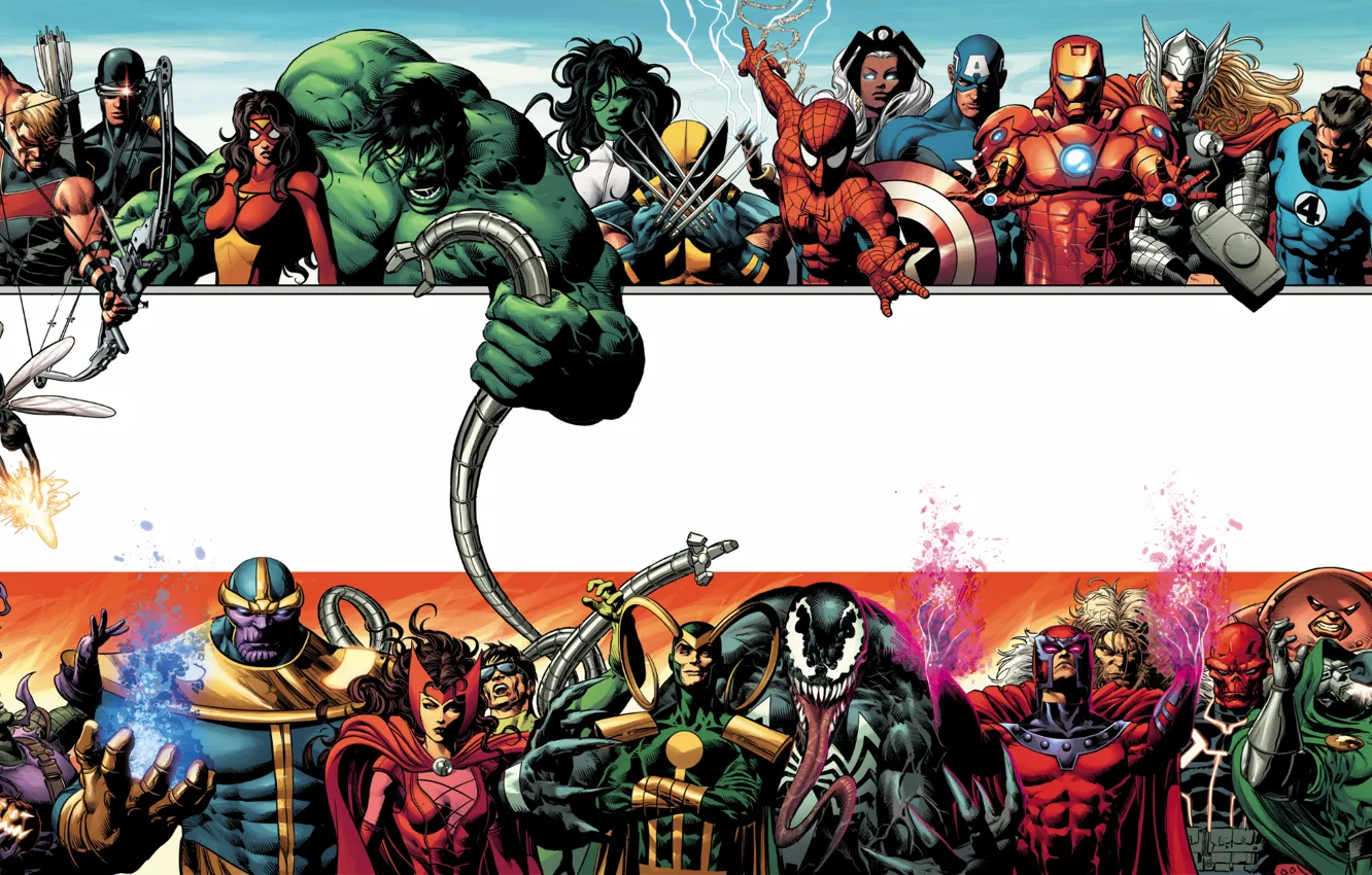 Photo wallpaper marvel, heroes, villains, encyclopedia