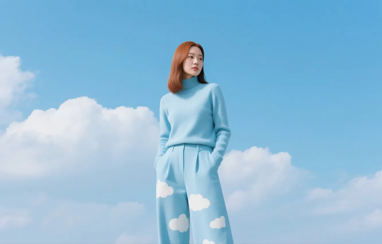 Photo wallpaper fashion, redhead, shanks, Korean, Cyberpunk, Vaporwave, Fashion Magazine, AI Art