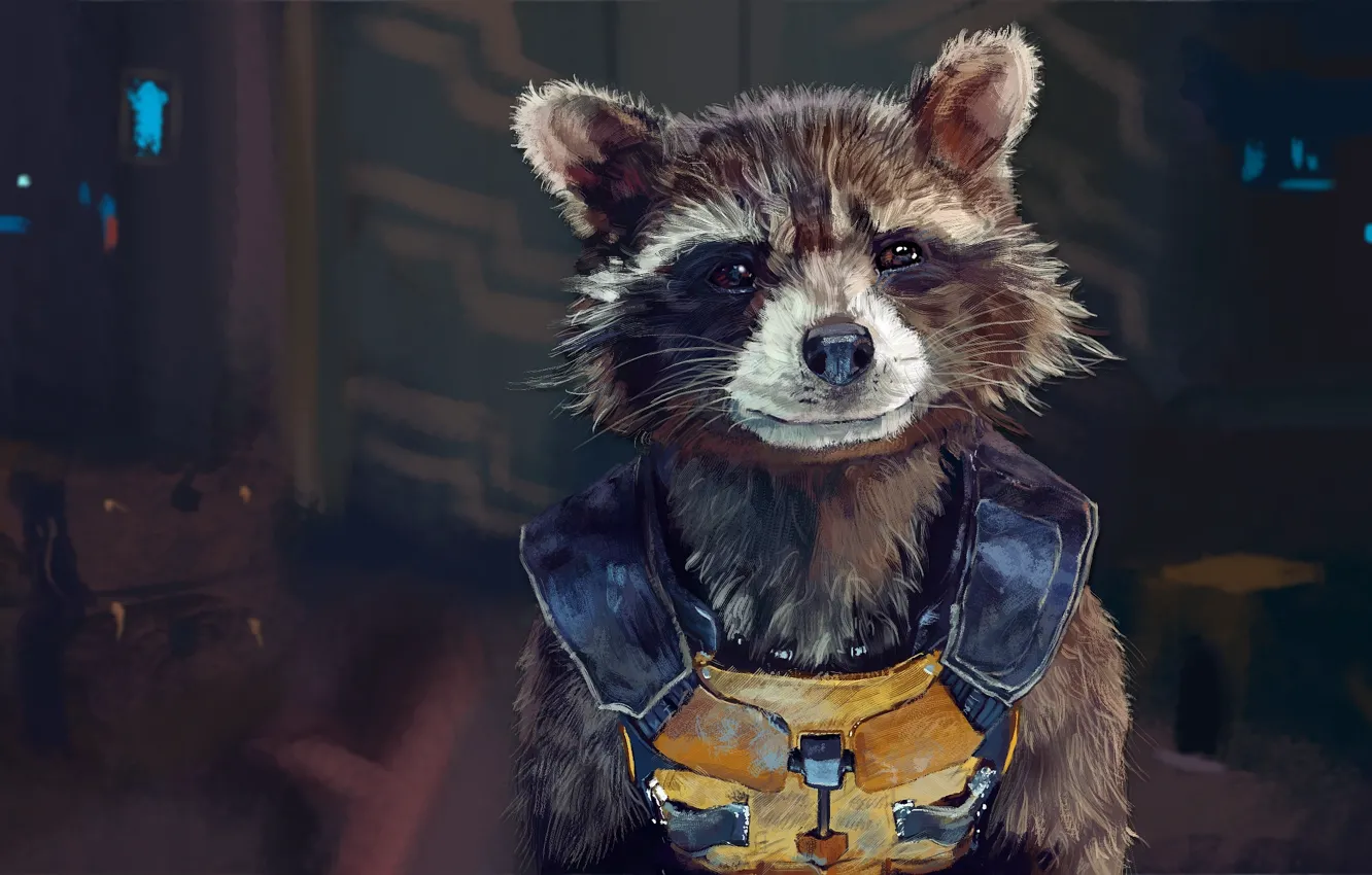 Photo wallpaper raccoon, art, rocket, raccoon, guardians of the galaxy