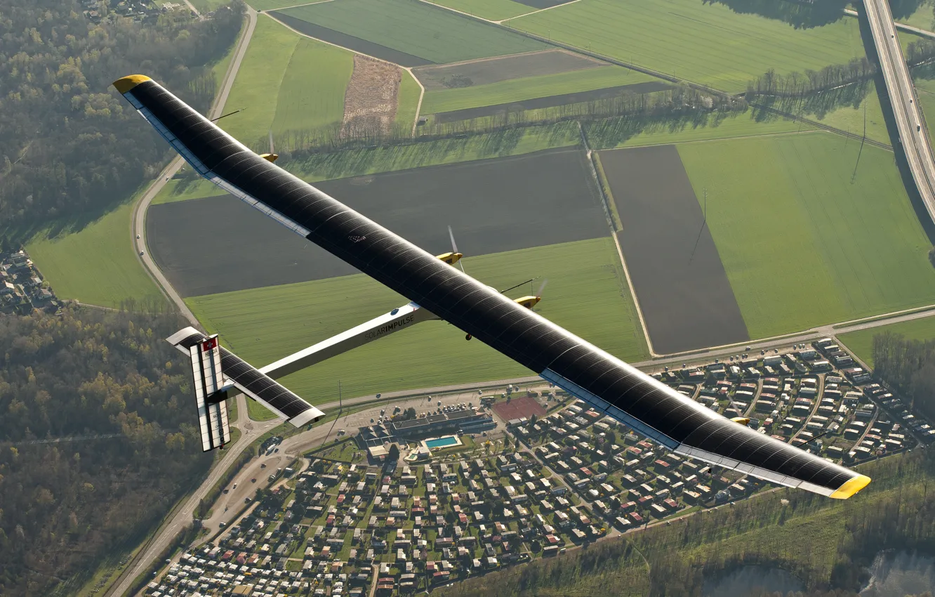 Photo wallpaper the plane, solar impulse, solar energy