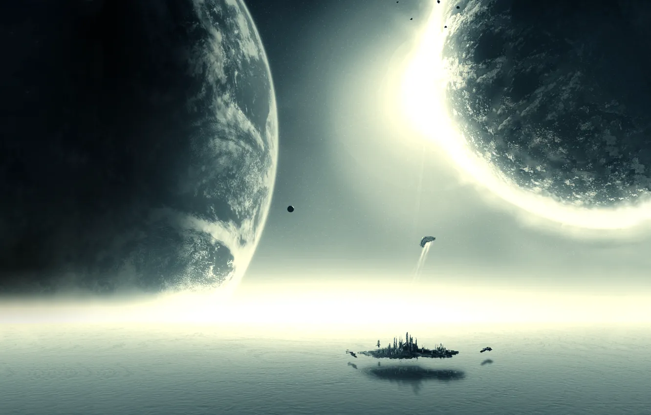 Photo wallpaper space, planet, universe, art, stars, planet