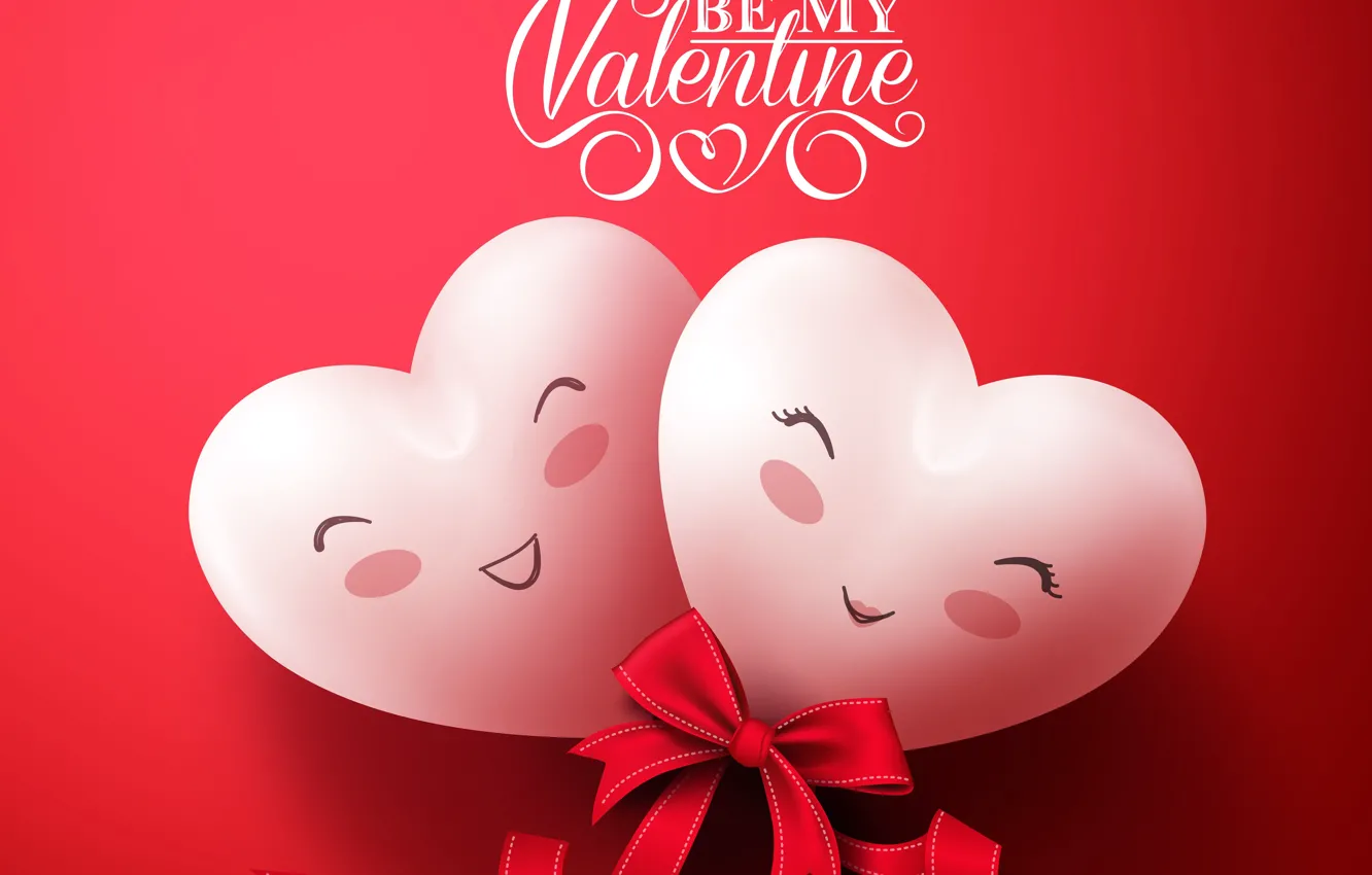 Photo wallpaper love, romance, heart, bow, Valentine's Day