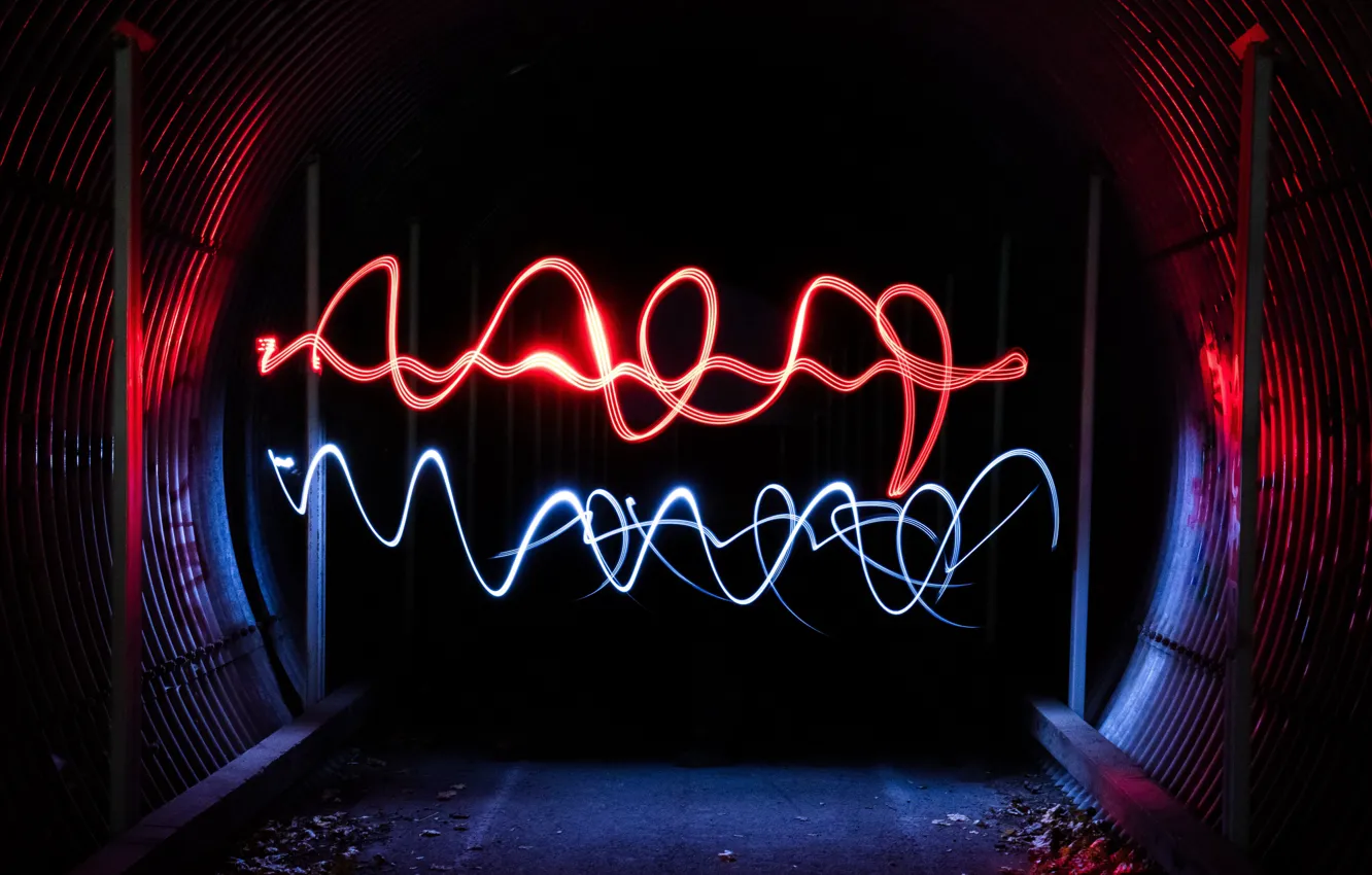 Photo wallpaper dark, light, lines, tunnel, abstraction, long exposure, 4k ultra hd background