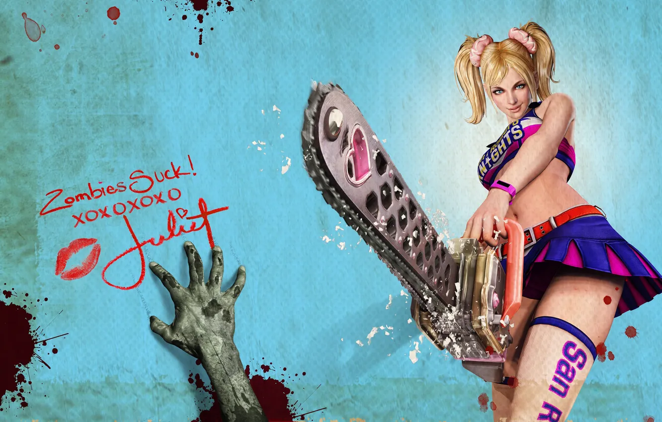 Photo wallpaper girl, hand, zombies, Lollipop Chainsaw