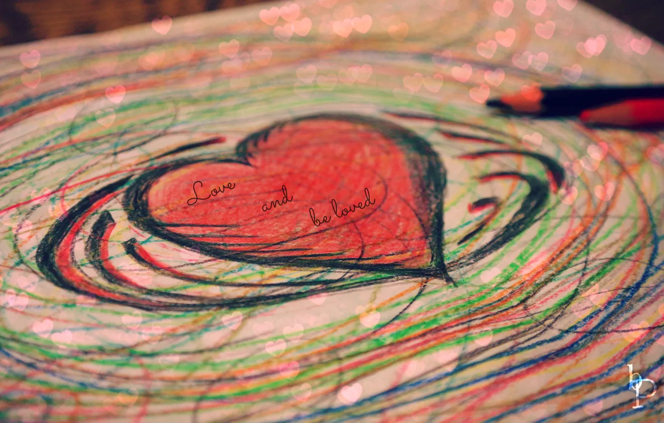 Photo wallpaper love, the inscription, heart, figure, pencils, Valentine