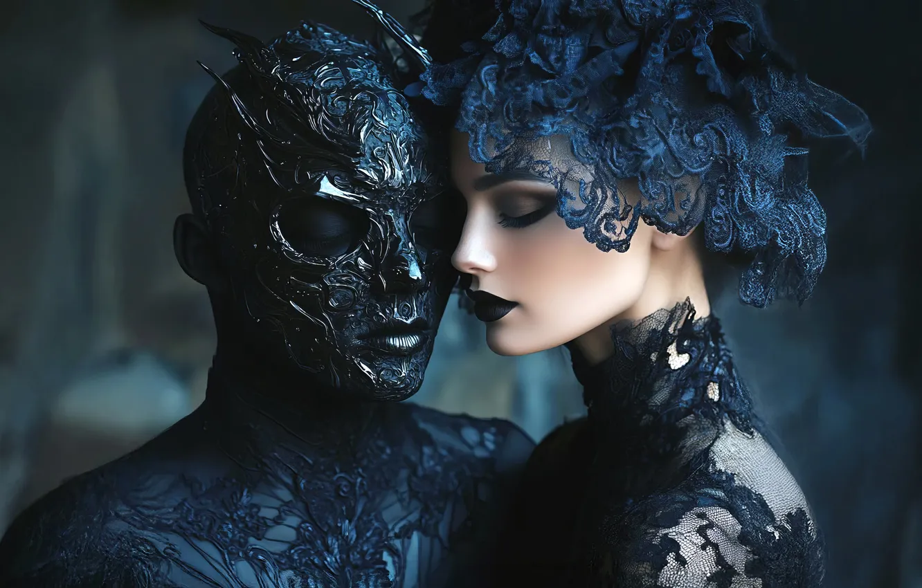 Photo wallpaper look, girl, love, face, pose, Gothic, portrait, makeup
