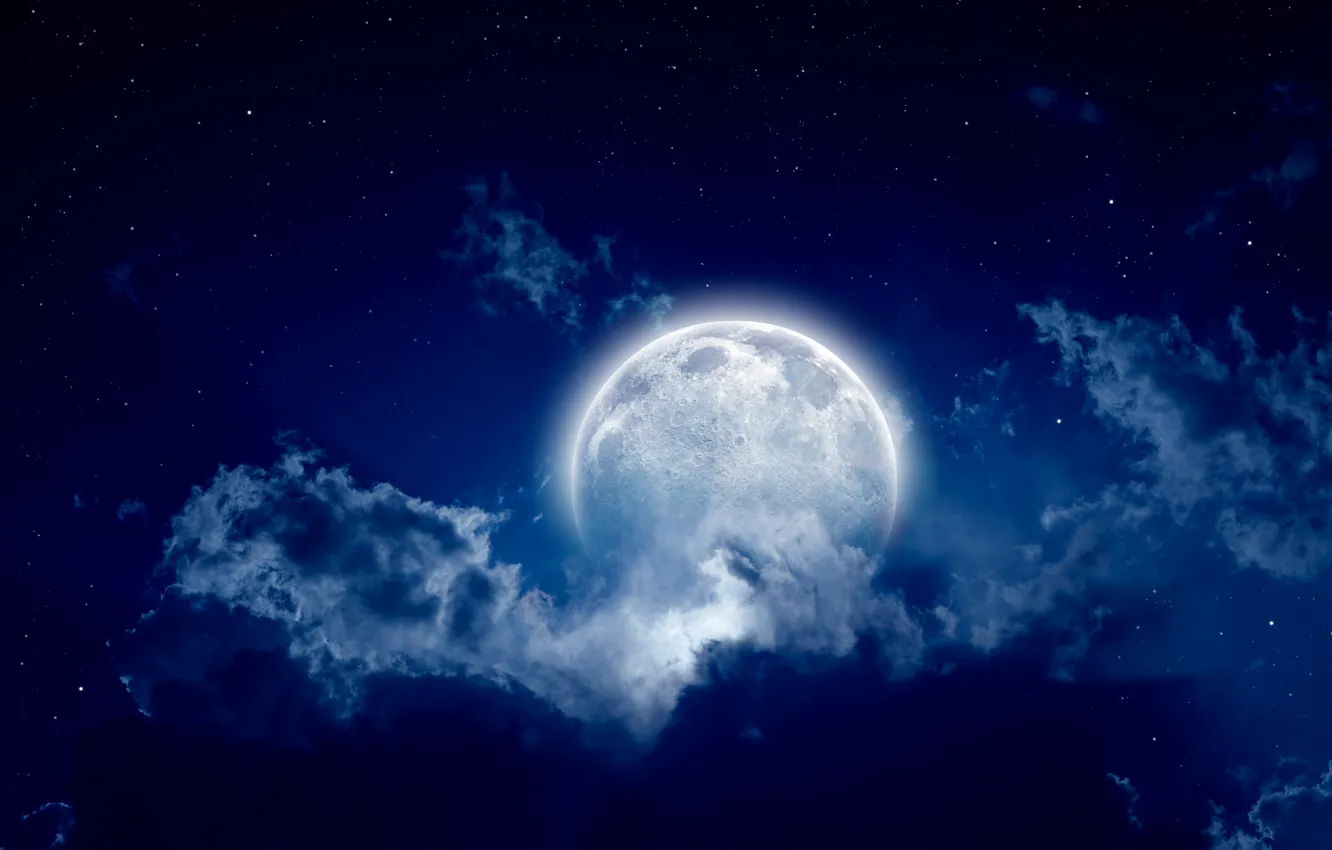 Photo wallpaper the sky, landscape, night, The moon, moon, moonlight, sky, landscape