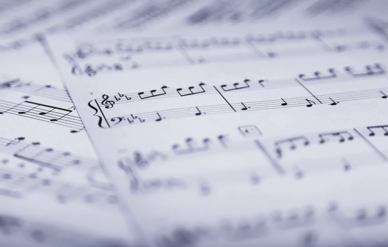 Photo wallpaper leaves, notes, music, Music, sheet music