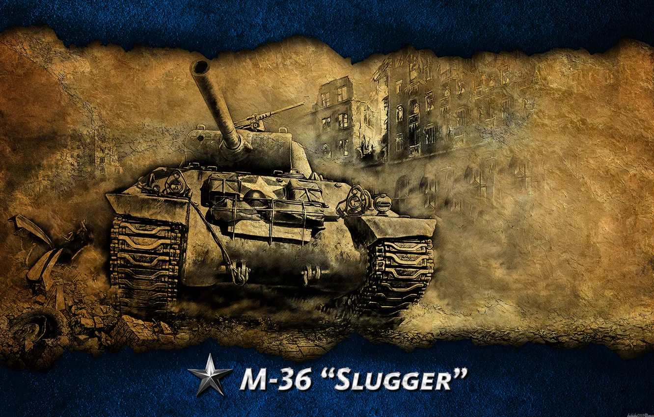 Photo wallpaper art, tank, USA, America, WoT, World of Tanks, PT-ACS, M36 Slugger