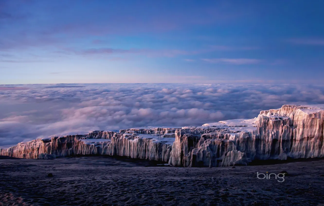 Photo wallpaper sky, mountains, clouds, Africa, Tanzania, Mt. Kilimanjaro