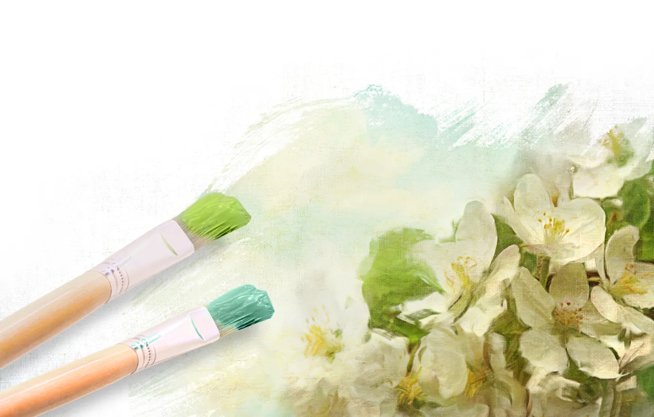 Photo wallpaper flowers, figure, brush