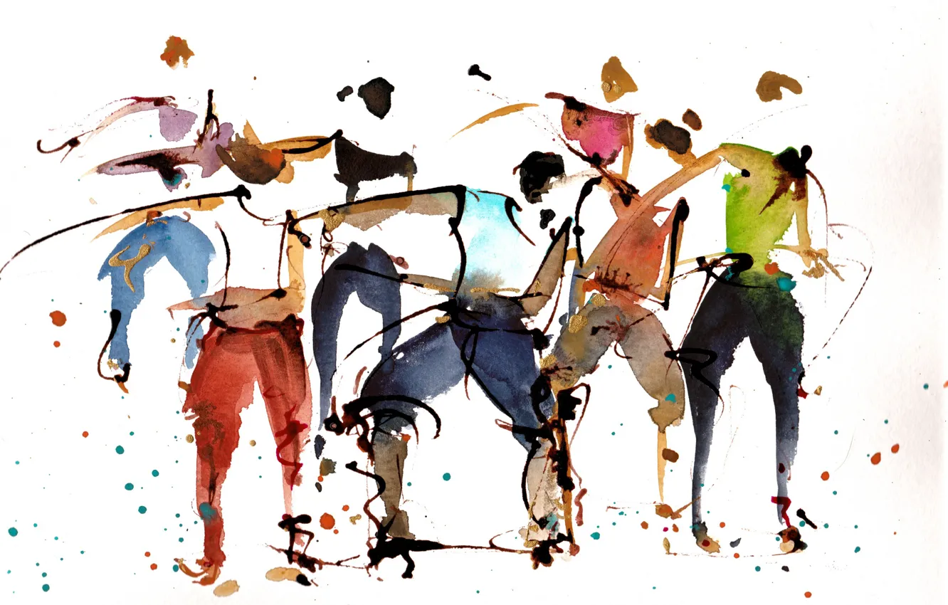 Photo wallpaper background, people, picture, watercolor