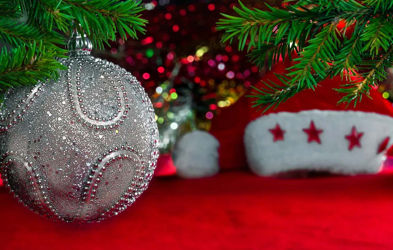 Photo wallpaper decoration, balls, New Year, Christmas, Christmas, decoration, Merry