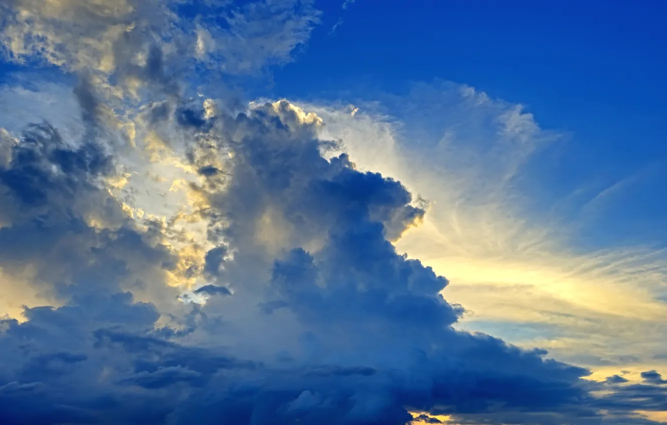 Photo wallpaper sky, sunset, blue, cloud, SUHART