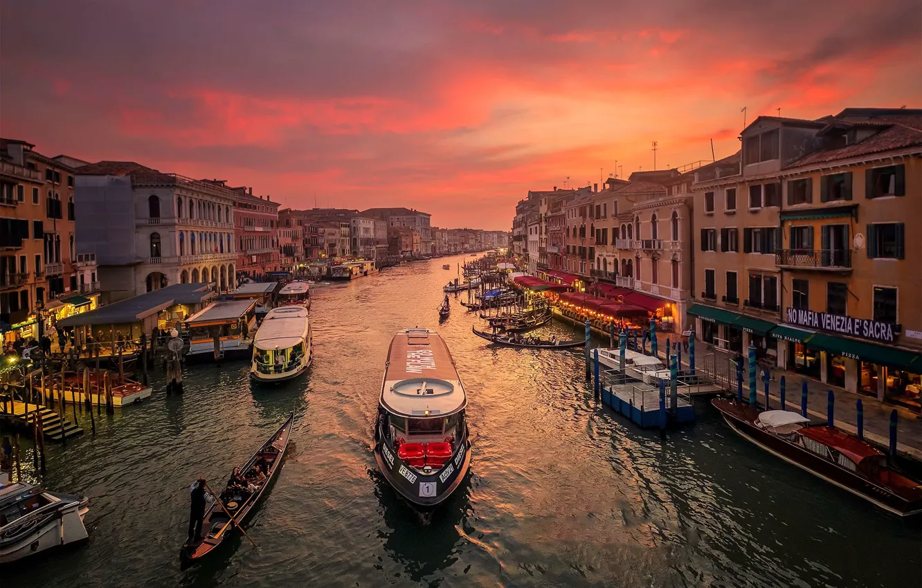 Photo wallpaper home, Italy, Venice, channel, glow