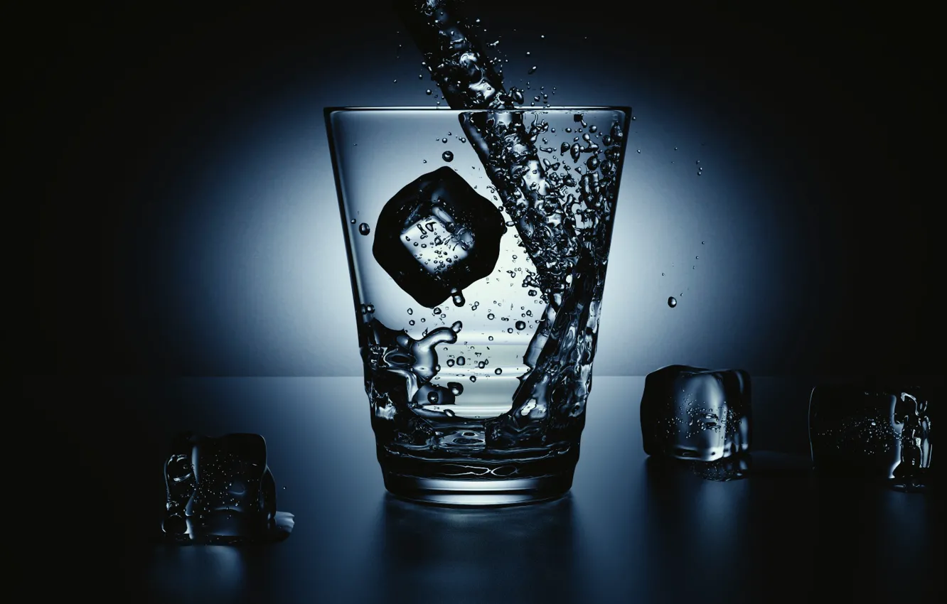 Photo wallpaper water, glass, ice, jet, Water ad