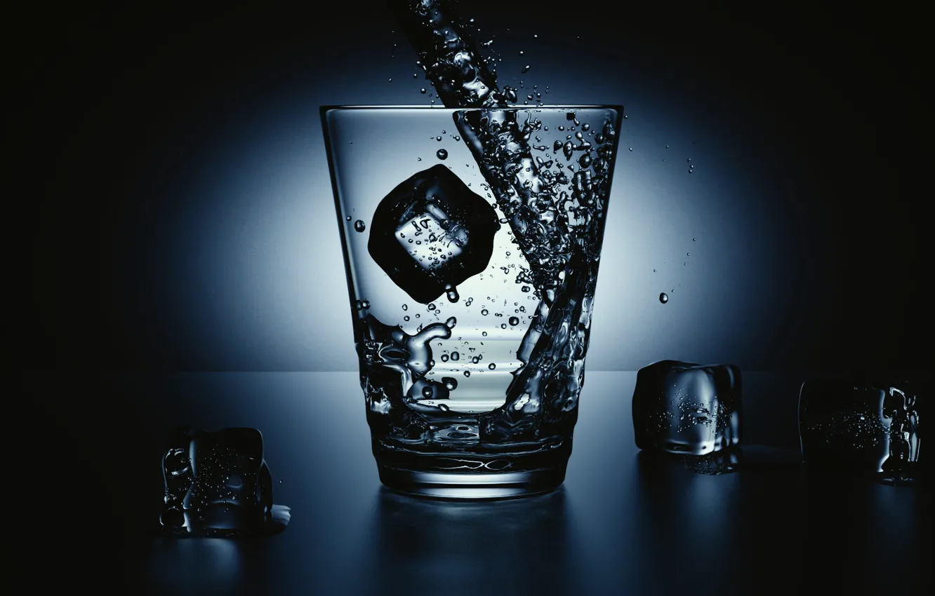 Photo wallpaper ice, water, glass, jet, Water ad