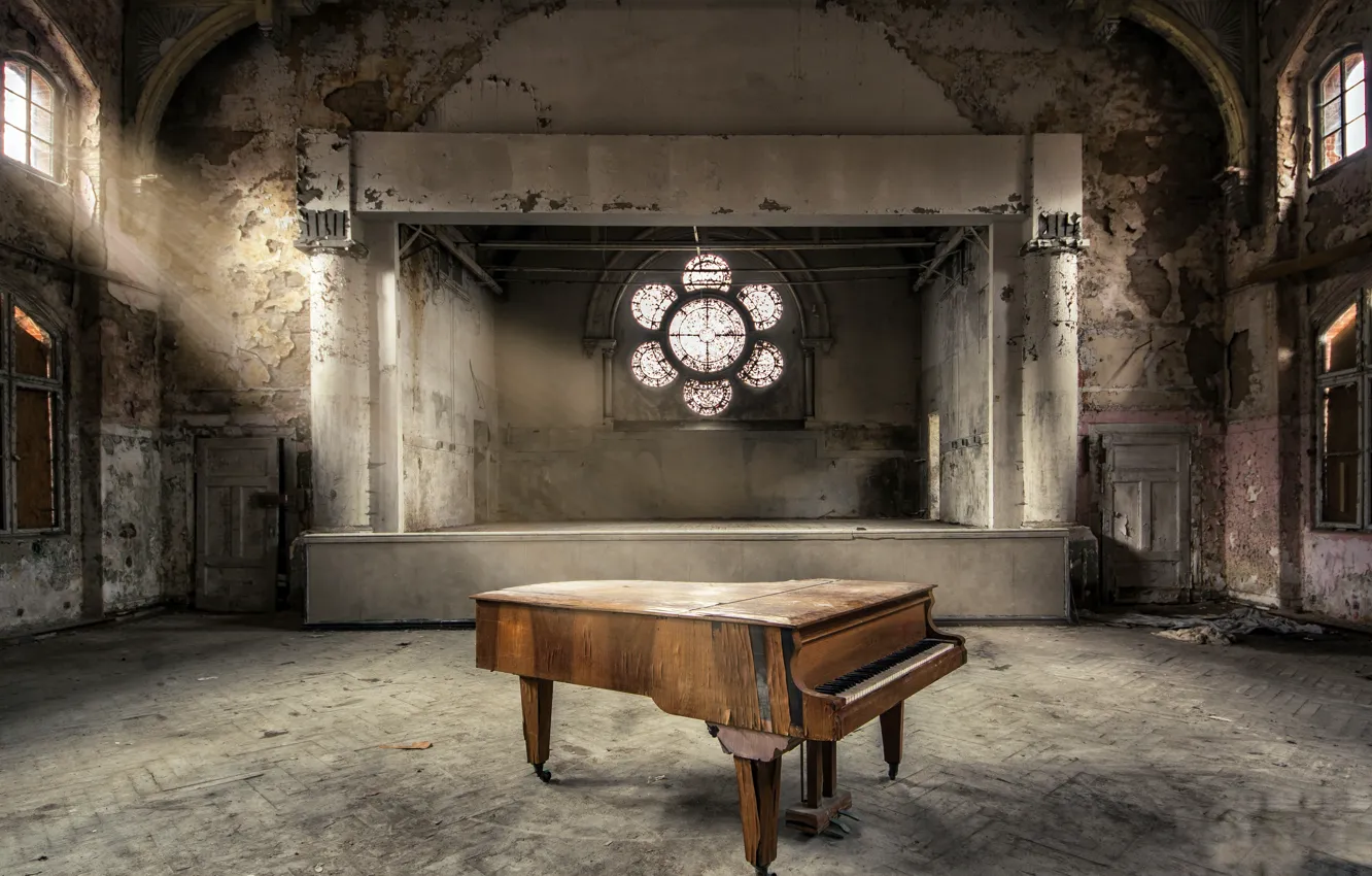 Photo wallpaper music, hall, piano