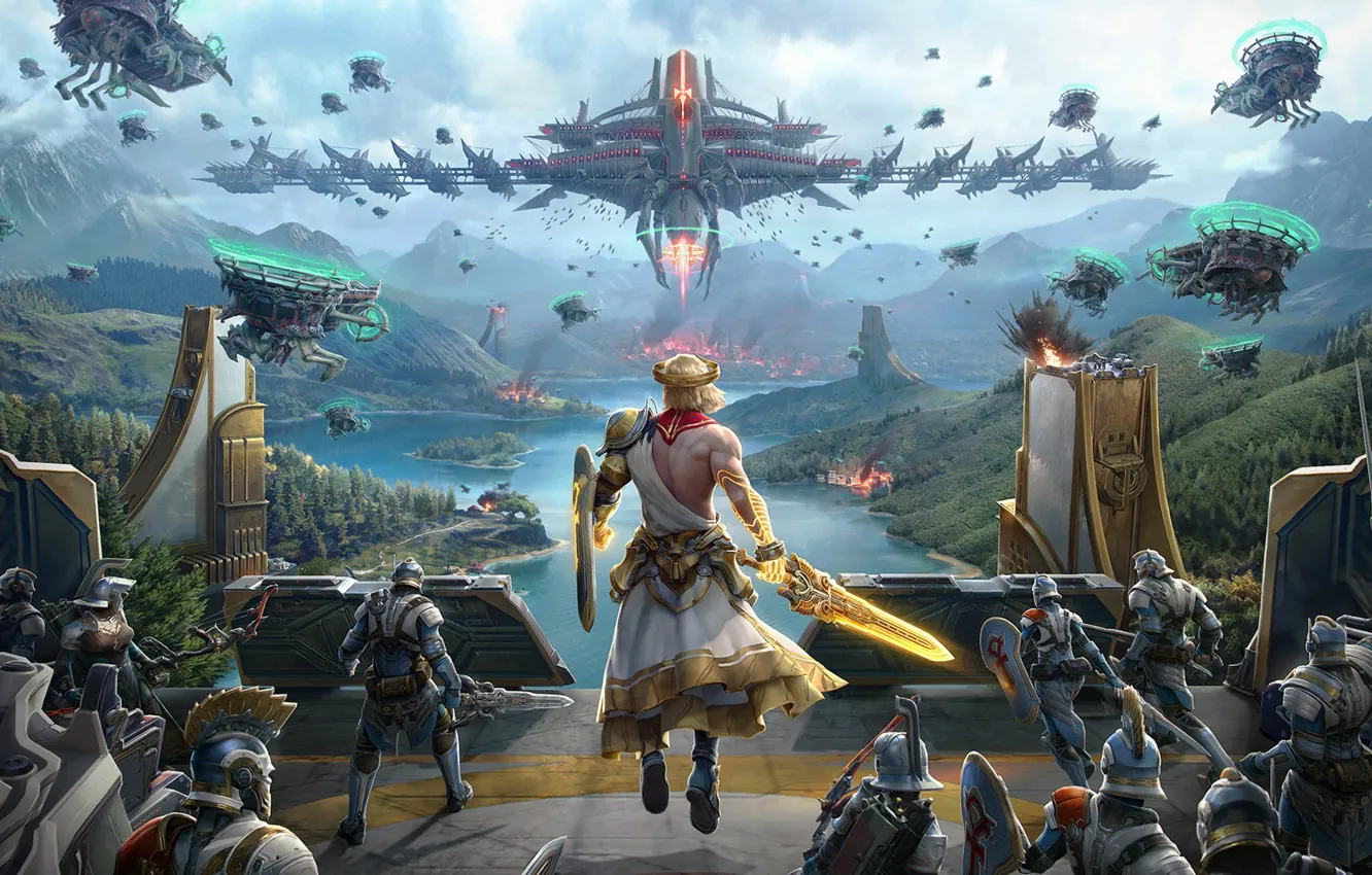 Photo wallpaper fiction, the game, army, art, battle, Anton Lavrushkin, Skyforge: PS4 Promotional materials