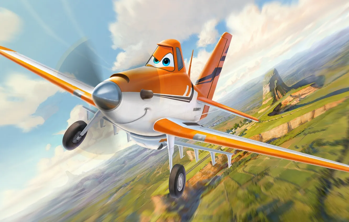 Photo wallpaper cartoon, cars, Action, the plane, Pixar, cars, wings, Rally