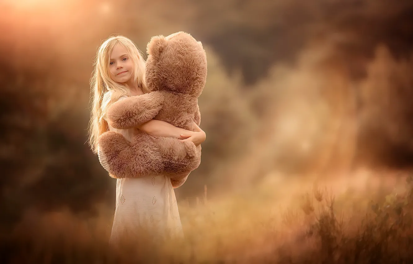 Photo wallpaper summer, bear, girl