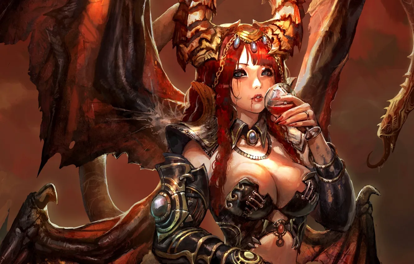Photo wallpaper girl, fantasy, art, succubus