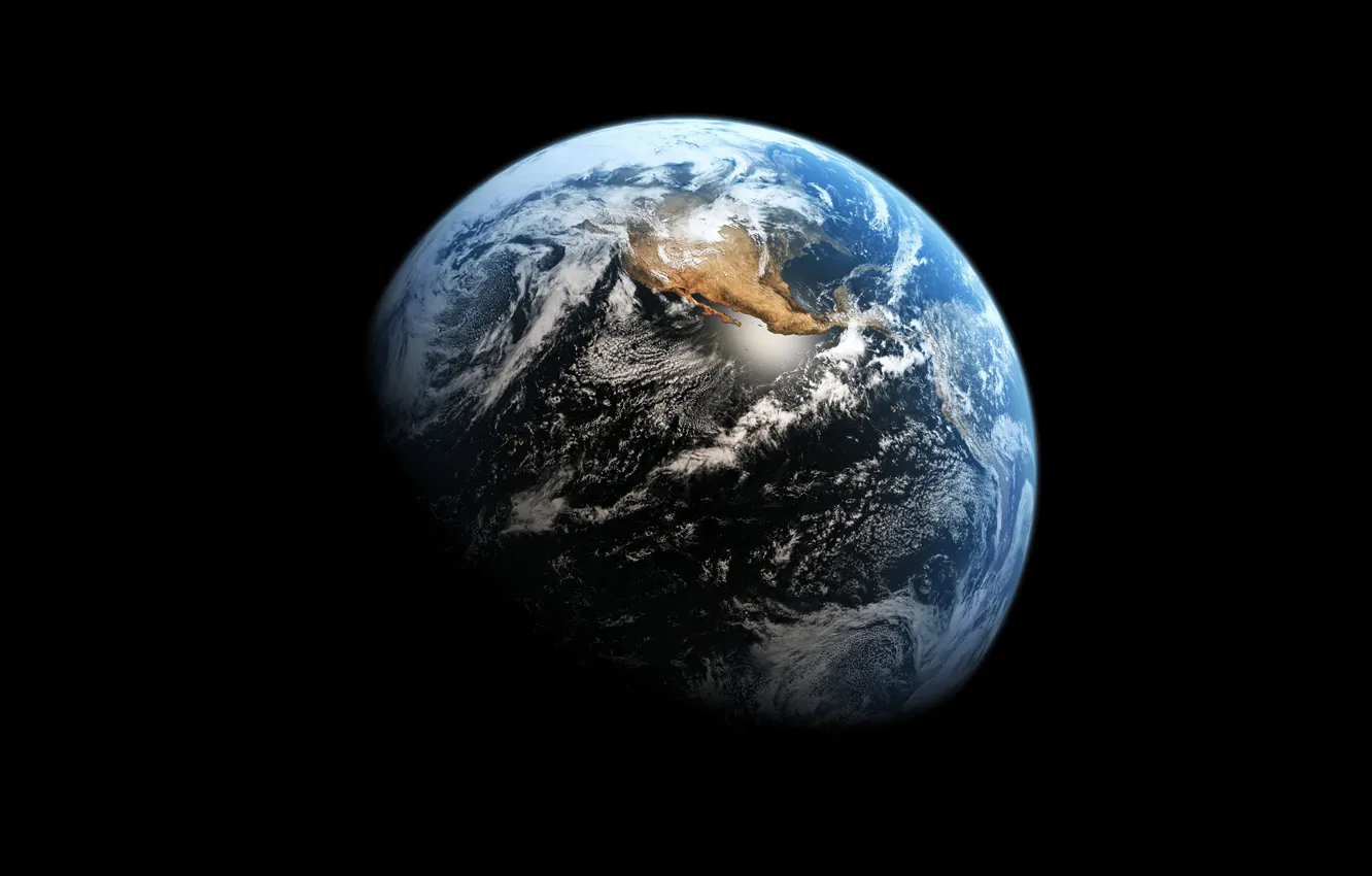 Photo wallpaper black, blue, Earth from space