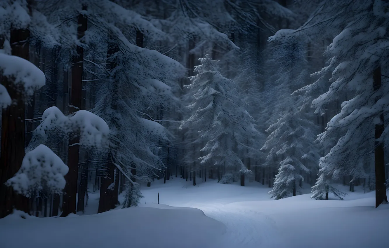 Photo wallpaper winter, frost, forest, snow, trees, nature, winter, tree