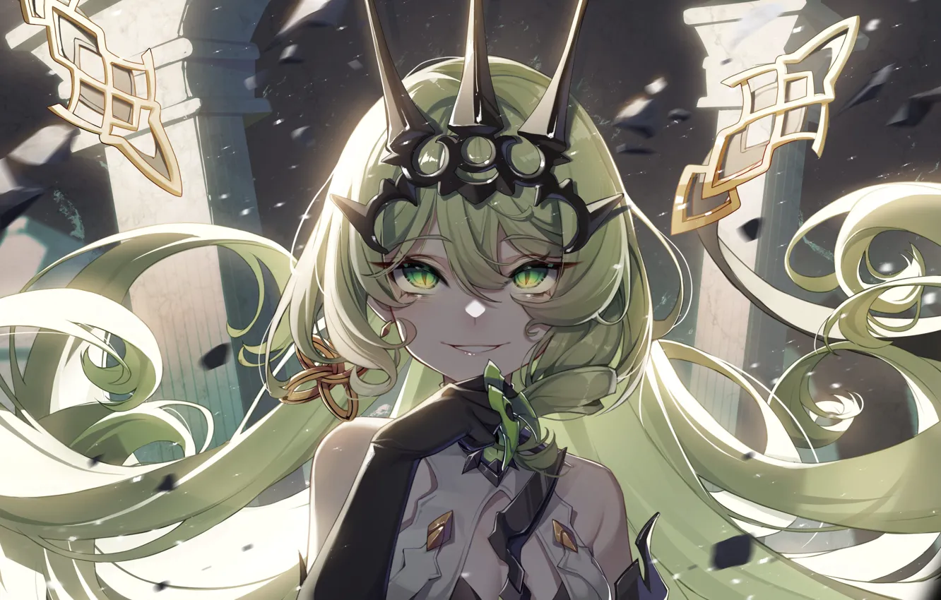 Photo wallpaper girl, crown, columns, Mobius, Honkai Impact 3rd