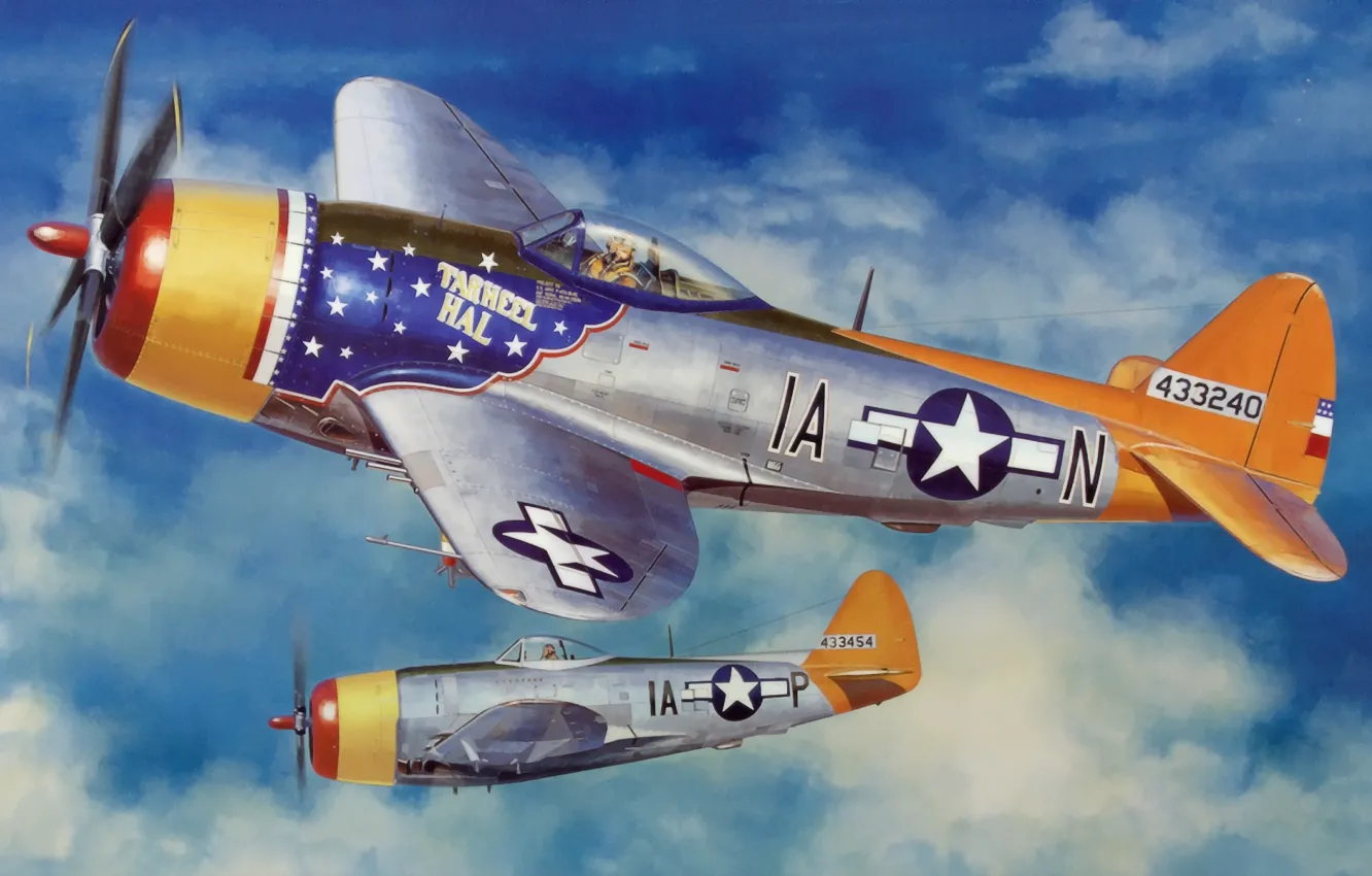 Photo wallpaper war, art, painting, Illustration, drawing, WW2, american aircraft, P-47 Thunderbolt