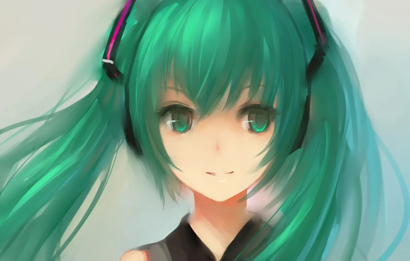 Photo wallpaper eyes, girl, art, tie, vocaloid, hatsune miku, Vocaloid, fom
