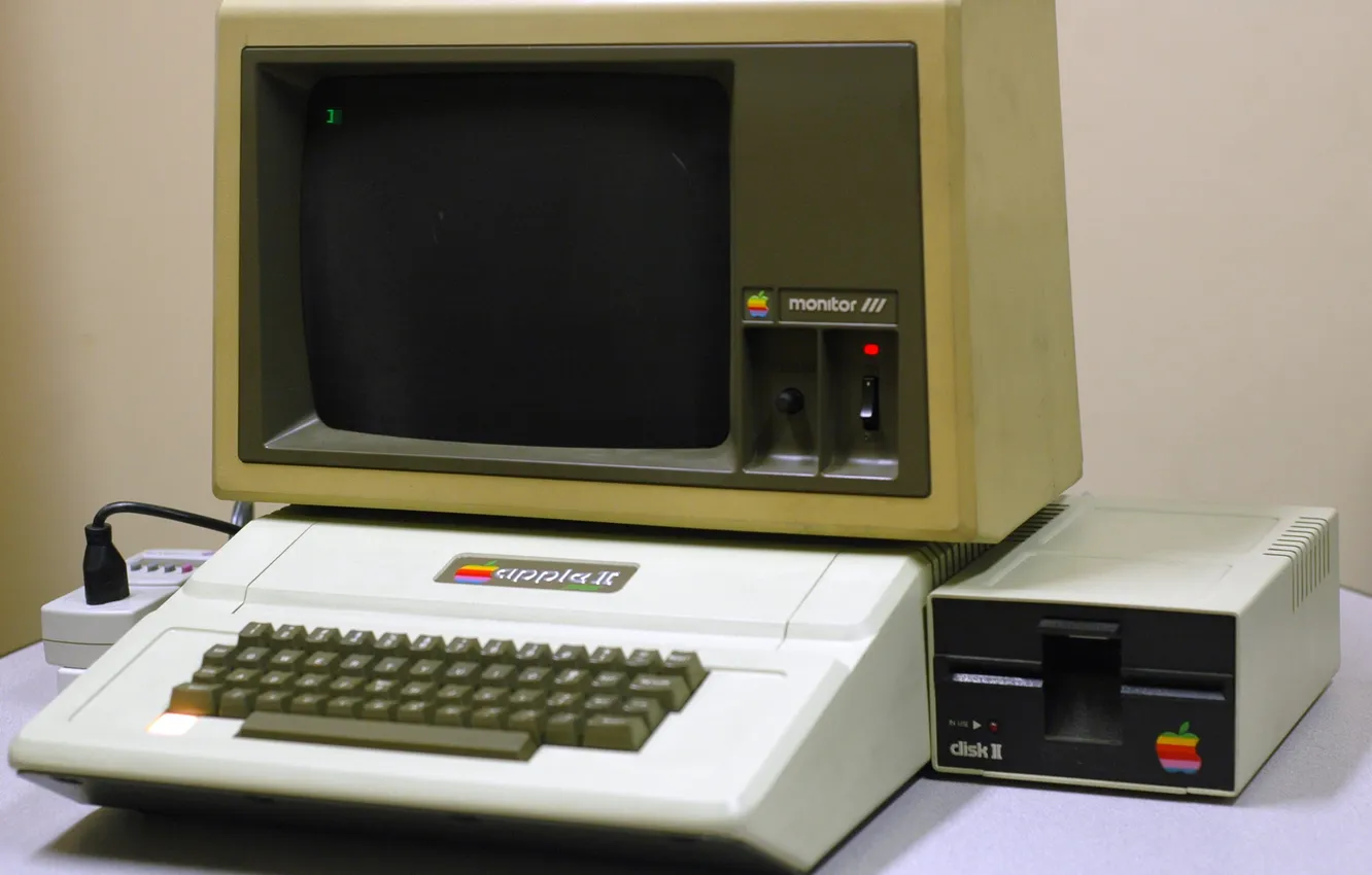 Photo wallpaper computer, keyboard, disk drive, system unit