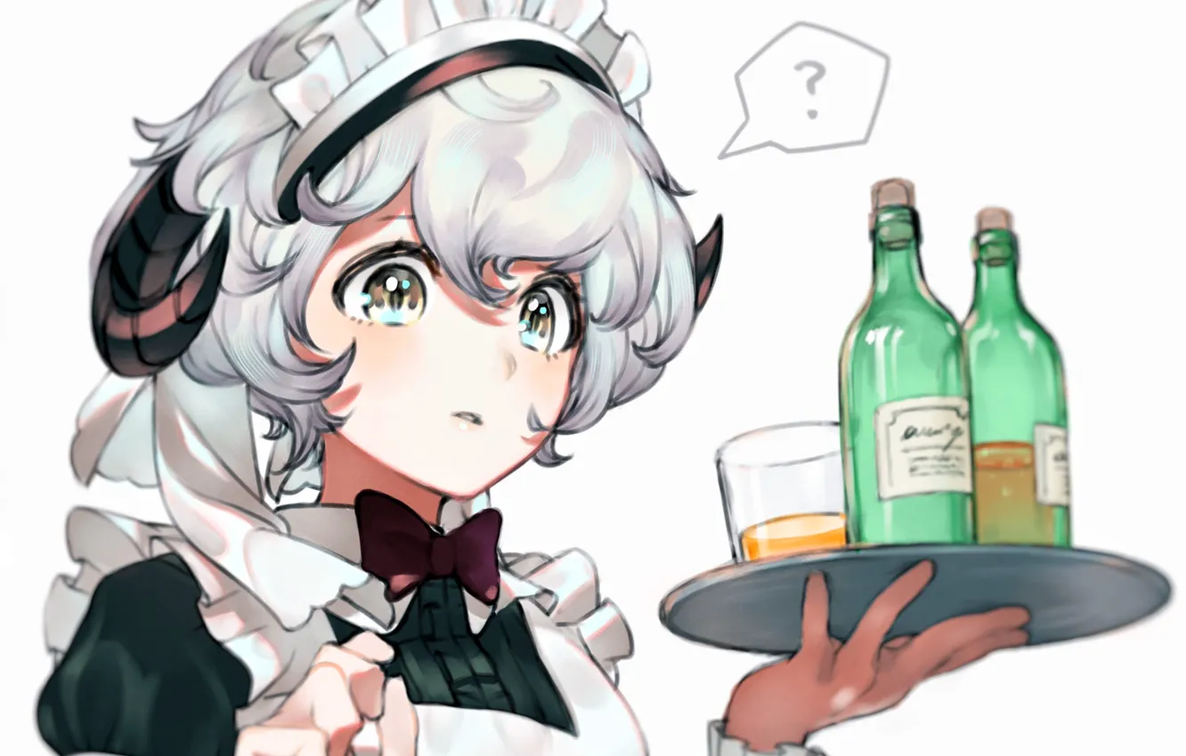 Photo wallpaper girl, beer, horns