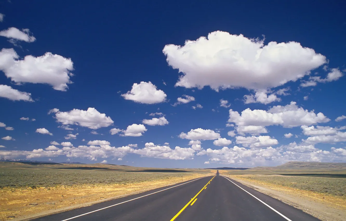 Photo wallpaper the sky, clouds, Road, 158