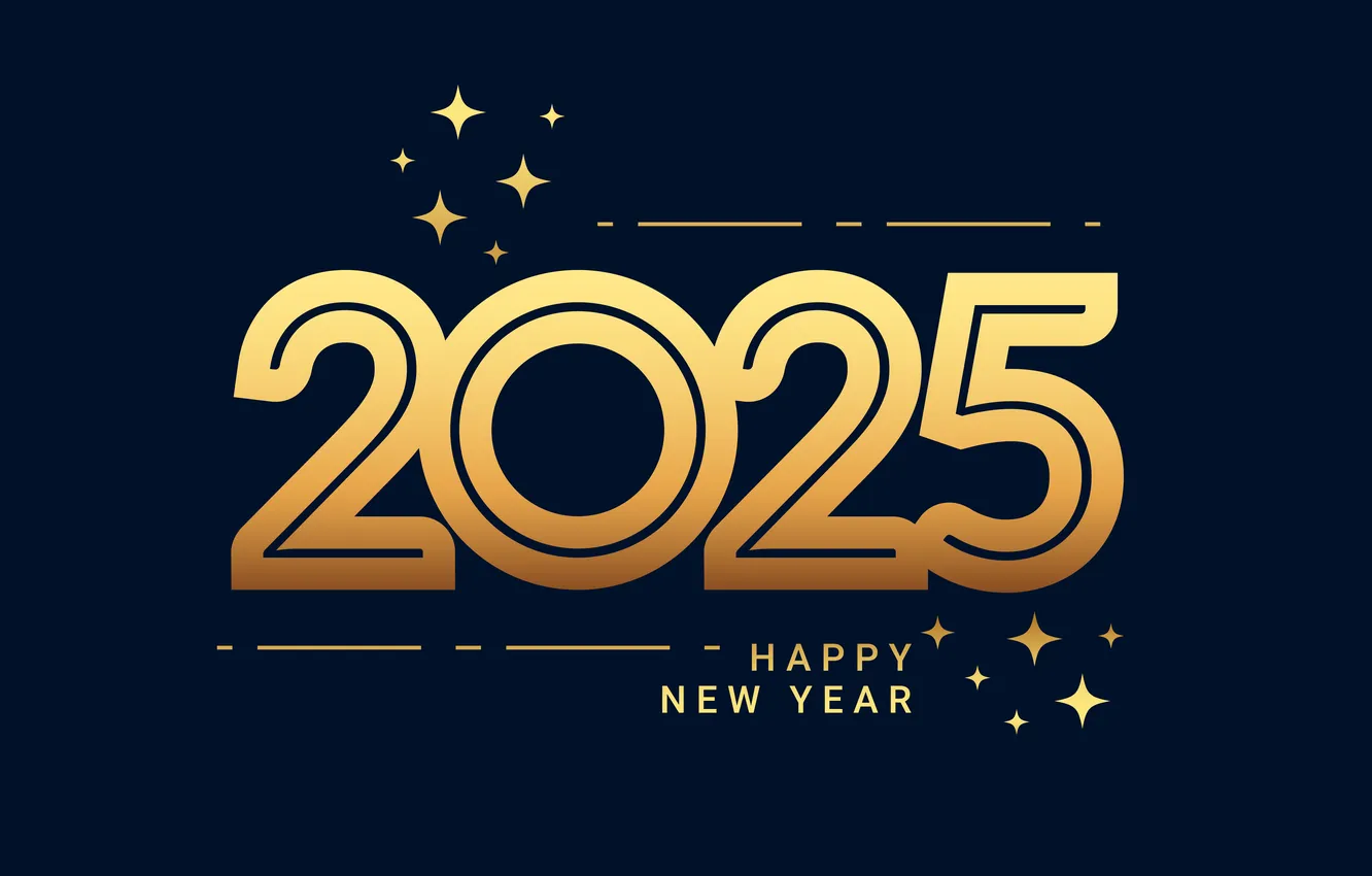 Photo wallpaper line, the dark background, the inscription, new year, figures, gold, stars, date