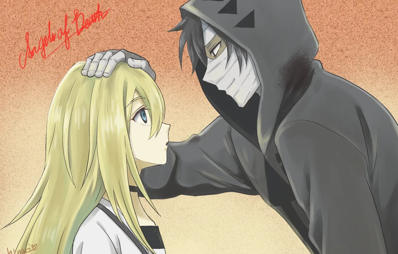 Photo wallpaper girl, jacket, hood, guy, Angel bloodshed, Satsuriku no Tenshi