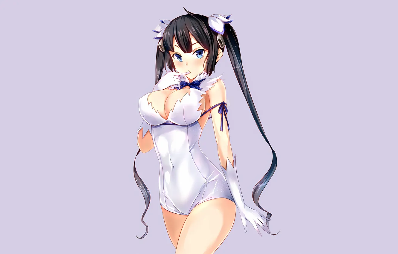 Photo wallpaper girl, sexy, cleavage, long hair, boobs, anime, blue eyes, beautiful